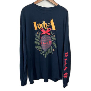 Lady A Navy Holiday Christmas Long Sleeve T-Shirt Size XL Country Band